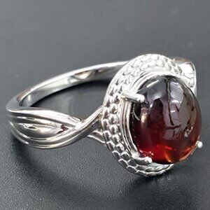 Gold plated Silver Garnet(2.45ct) Rhodium Plated Ring Size 7